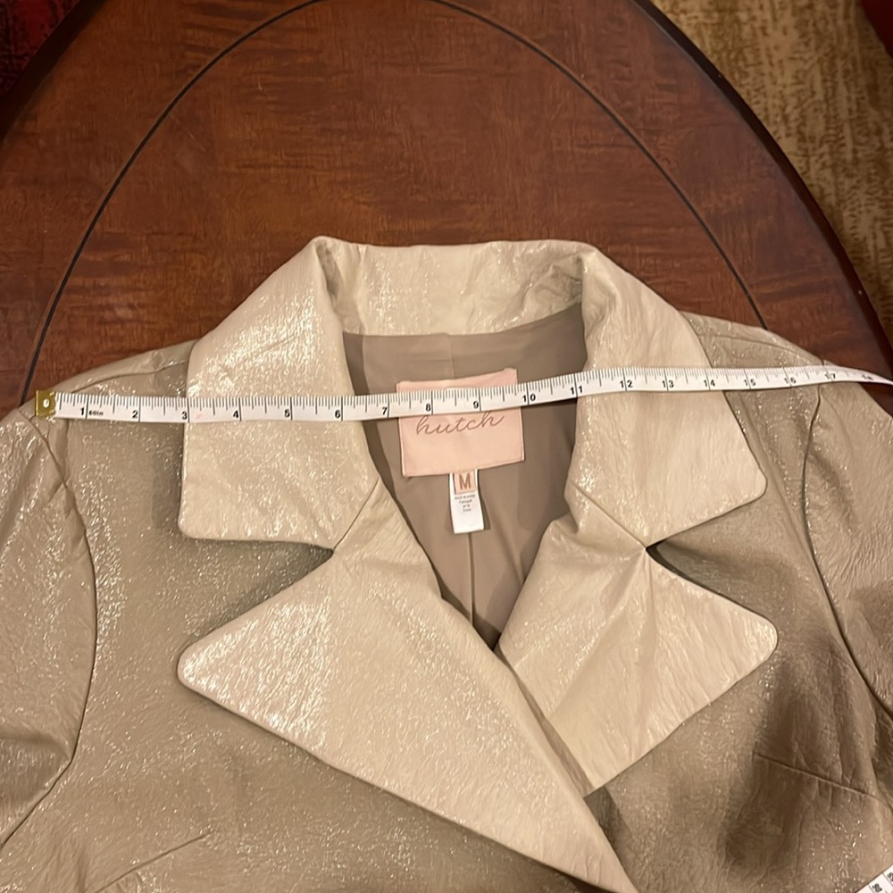 Anthropologie Hutch Vegan Leather Trench Coat beige & cream double-breasted NWOT - Picture 16 of 16